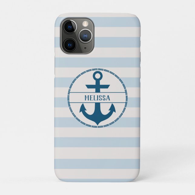 Nautic Anchor Blue White Personalisiert Case-Mate iPhone Hülle (Rückseite)