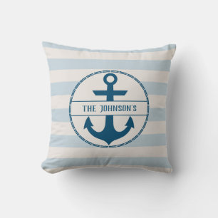 Nautic Anchor Blue White Personalisiert Kissen