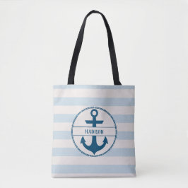 Nautic Anchor Blue White Personalisiert Tasche