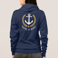 Nautic Anchor Boat Name Gold Laurel Zip Up