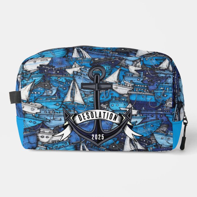Nautic Anchor Boat Name Travel Bag Waschbeutel (Vorderseite)