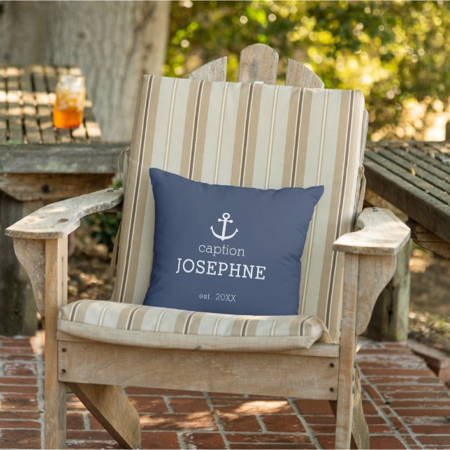 Nautic Anchor Compass Navy Personalisiert Kissen (Stuhl)