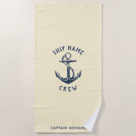 Nautic Anchor | Crew des personalisierten Schiffes Strandtuch