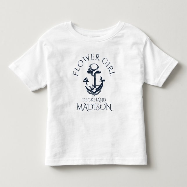 Nautic Anchor Crew Flower Girl Kleinkind T-shirt (Vorderseite)