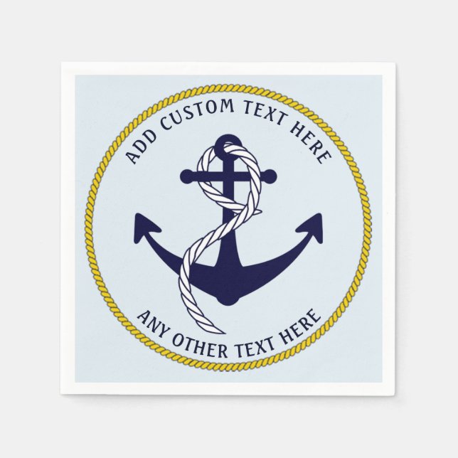 Nautic Anchor Custom Party Paper Napkins Serviette (Vorderseite)