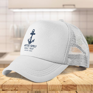Nautic Anchor Family Boat Trip Navy Blue Custom Truckerkappe