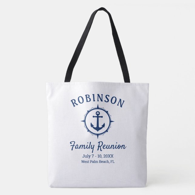 Nautic Anchor Family Wiedersehen Navy Blue & White Tasche (Vorderseite)