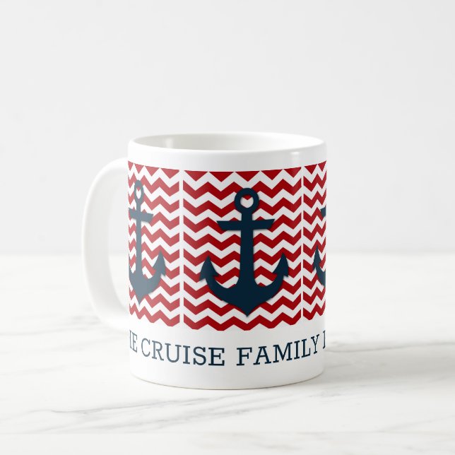 Nautic Anchor Family Wiedersehen Red White Blue Kaffeetasse (Vorderseite Links)