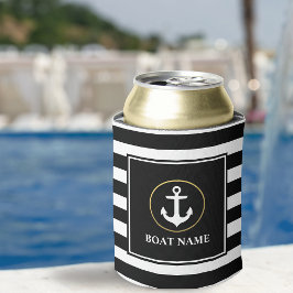 Nautic Anchor Gold Black Striping Boat Name Dosenkühler