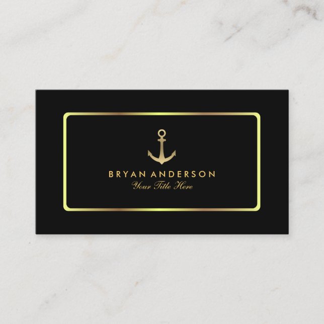 Nautic Anchor Gold Business Card Visitenkarte (Vorderseite)