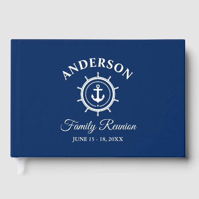 Nautic Anchor Helm Family Wiedersehen Navy Blue Gästebuch (Vorderseite)