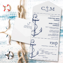 Nautic Anchor Hochzeitssong Anfrage Weißes Essen All In One Einladung