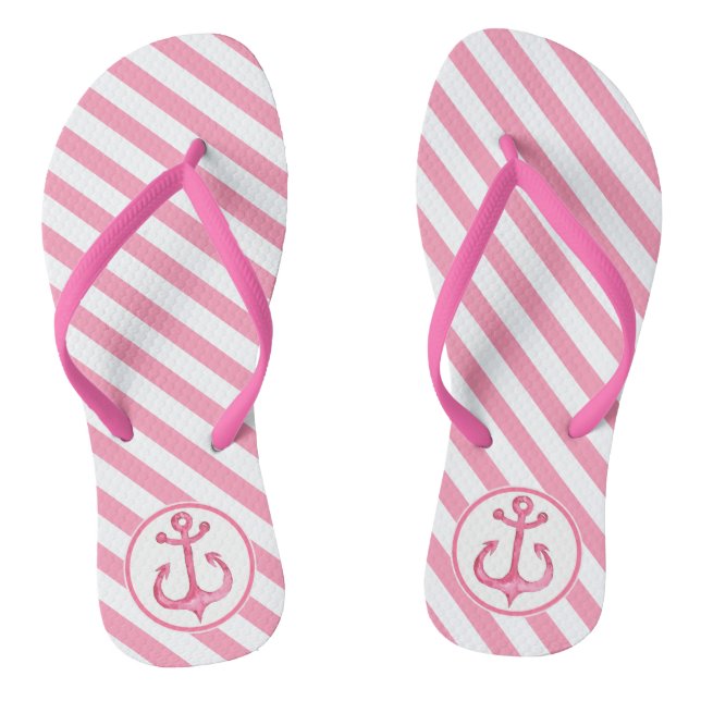 Nautic Anchor | Hot Pink Streifen Flip Flops (Fußbett)
