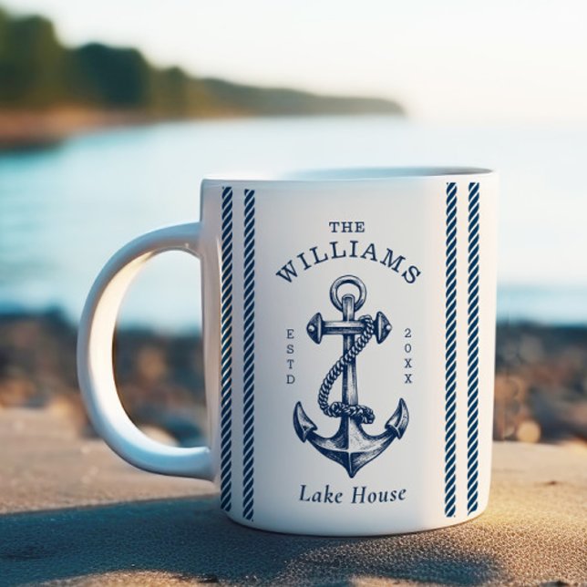 Nautic Anchor Lake House Navy Blue Kaffeetasse (Von Creator hochgeladen)