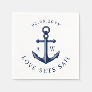 Nautic Anchor Liebe Set segeln benutzerdefinierte  Serviette