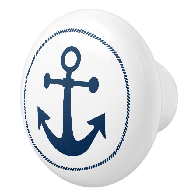 Nautic Anchor mit Rope Navy Blue Keramikknauf (Rechts)