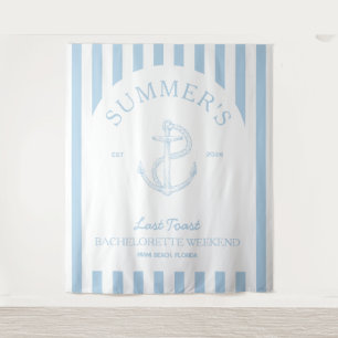 Nautic Anchor Modern Blue Bachelorette Banner Wandteppich