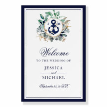 Nautic Anchor Monogram Wreath Navy Hochzeit
