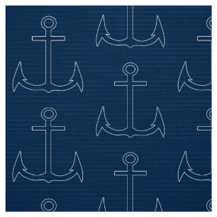Nautic Anchor Muster Navy Blue Stoff