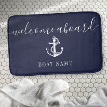 Nautic Anchor Name Navy Blue Willkommen an Bord