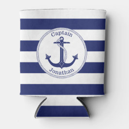 Nautic Anchor Navy Blue Captain Personalisiert Dosenkühler