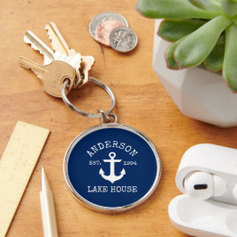 Nautic Anchor Navy Blue Family Lake House Schlüsselanhänger