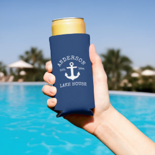 Nautic Anchor Navy Blue Family Lake House Selters Dosenkühler