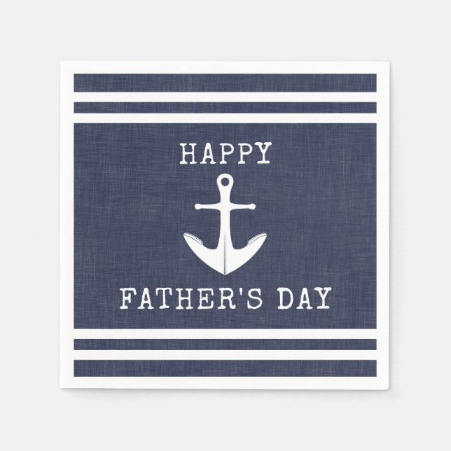 Nautic Anchor Navy Blue Happy Vathers Day Serviette (Vorderseite)