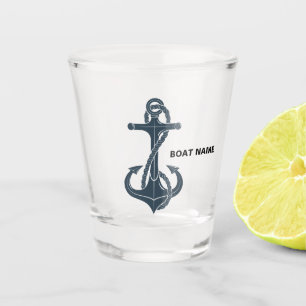 Nautic Anchor Navy Blue Kapitän Name Shot Gl Schnapsglas