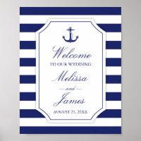 Nautic Anchor Navy Blue Stripe Hochzeit