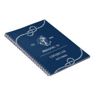 Nautic Anchor Navy Blue Striping Notizblock