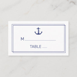 Nautic Anchor Navy Minimalistische Hochzeit Platzkarte