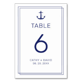 Nautic Anchor Navy Minimalistische Hochzeit Tischnummer