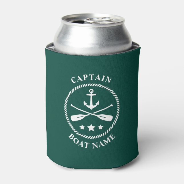 Nautic Anchor Oars Captain Ihr Boot Name Grün Dosenkühler (Kanne Vorderseite)