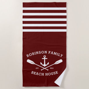 Nautic Anchor Oars Familienname Lake Beach House Strandtuch