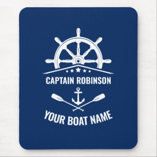 Nautic Anchor Oars Helm Captain & Boat Name Marine Mousepad
