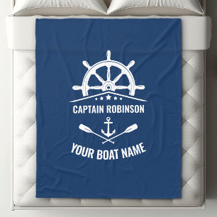 Nautic Anchor Oars Helm Captain & Boat Name Navy Fleecedecke