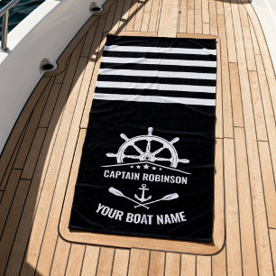 Nautic Anchor Oars Paddles Captain Name oder Boot Strandtuch