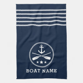 Nautic Anchor Oars Stars Boot Name Sea Blue Geschirrtuch