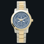Nautic Anchor Oars Stars Captain Boat Name Navy Armbanduhr<br><div class="desc">Ein Anker und Oars - Paddles Plus Sterne mit Captain Rank oder einem anderen Titel und Ihrem Namen oder Bootnamen auf einer stilvollen Armbanduhr. Diese personalisierte Pocket-Uhr wird nicht nur Zeit,  sondern auch Spaß machen. Perfekt für den Vatertag,  aber auch ein großes Geschenk für jeden Anlass.</div>