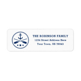 Nautic Anchor Oars Stars Rope Navy Blue Address