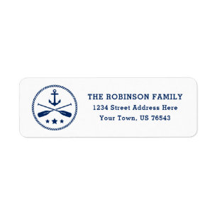 Nautic Anchor Oars Stars Rope Navy Blue Address