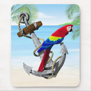Nautic Anchor Parrot Mousepad