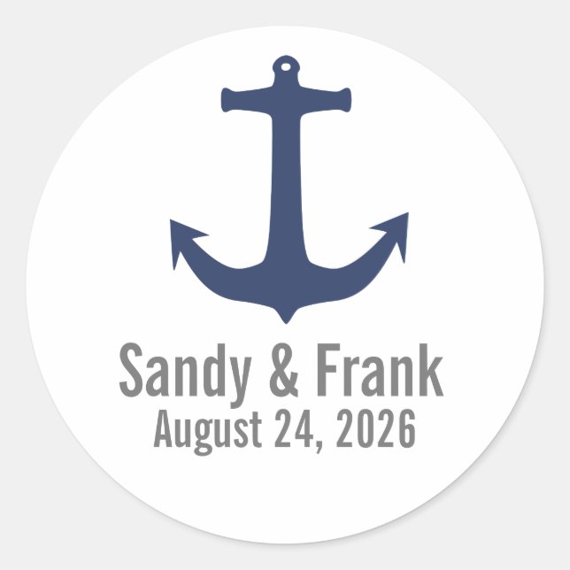 Nautic Anchor Personalisiert Wedding Stickers Sieg (Vorderseite)