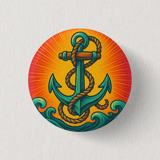 Nautic Anchor Pop Art Button (Vorderseite)