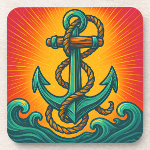 Nautic Anchor Pop Art Getränkeuntersetzer