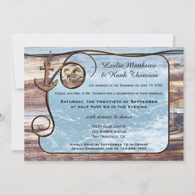 Nautic Anchor Post oder nach Hochzeit Einladung (Vorderseite)