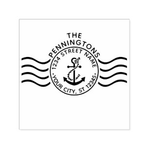 Nautic Anchor Postmark #2 Name Rücksendeadresse Permastempel