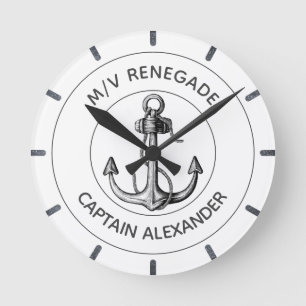Nautic Anchor Power Boat Custom Runde Wanduhr