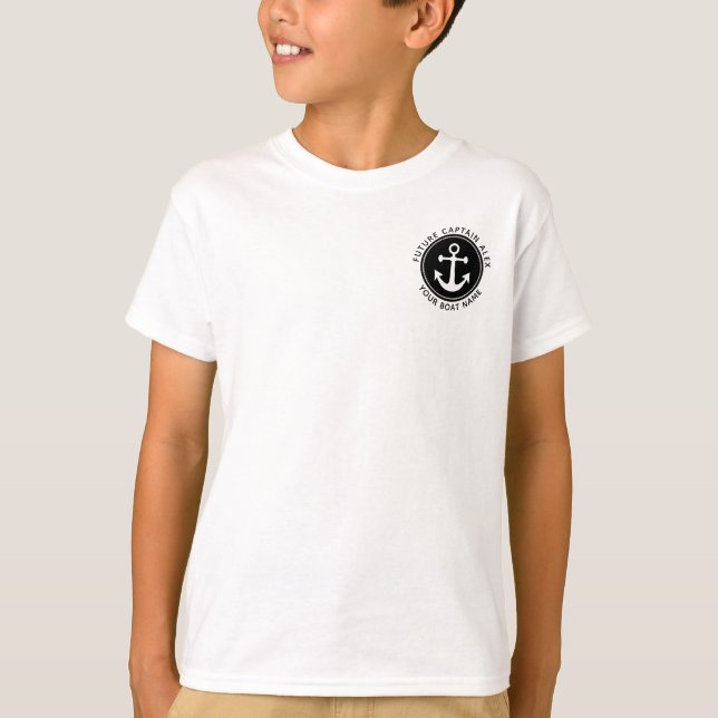 Nautic Anchor Rope Black Custom Bootname T-Shirt (Vorderseite)
